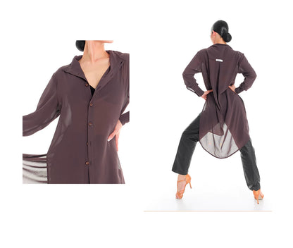 DUYQ "Female Teacher Series" 006 Single-breasted texture long-sleeved top Latin dance suit professional teaching class