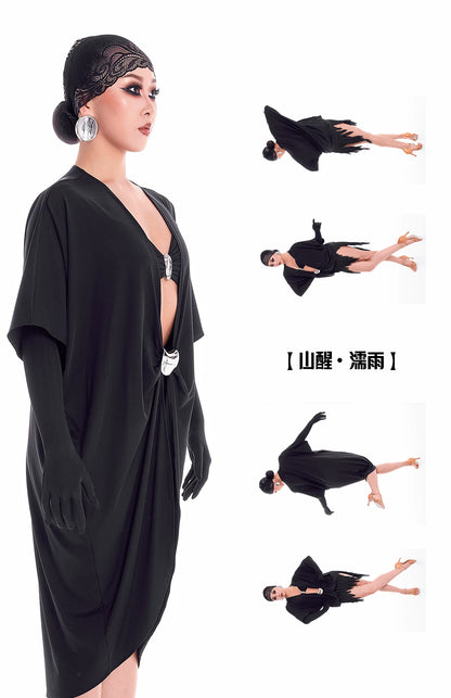 DUYQ "Mountain Awakening Rain Latin" 009 Teacher's Loose Top National Standard Women's Latin Dance Practice Suit Professional
