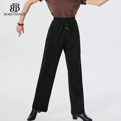 BOBO Men's National Standard Latin Dance Pants Modern Dance Pants Trousers Belt Design High Waist Latin Dance National Standard Practice Pants