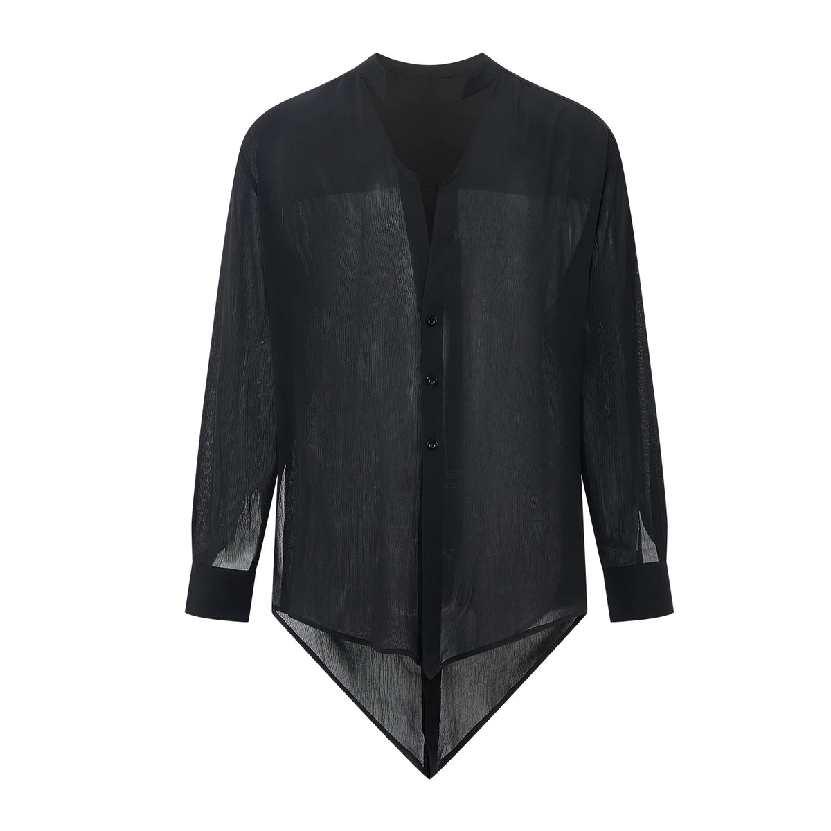 DUYQ "Men's Series" 004 Irregular Texture Sense National Standard Men's Latin Dance Practice Long Sleeve Top