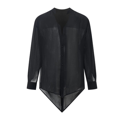DUYQ "Men's Series" 004 Irregular Texture Sense National Standard Men's Latin Dance Practice Long Sleeve Top
