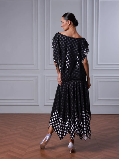 TIDV neck slim waltz skirt daily ballroom dance practice costume