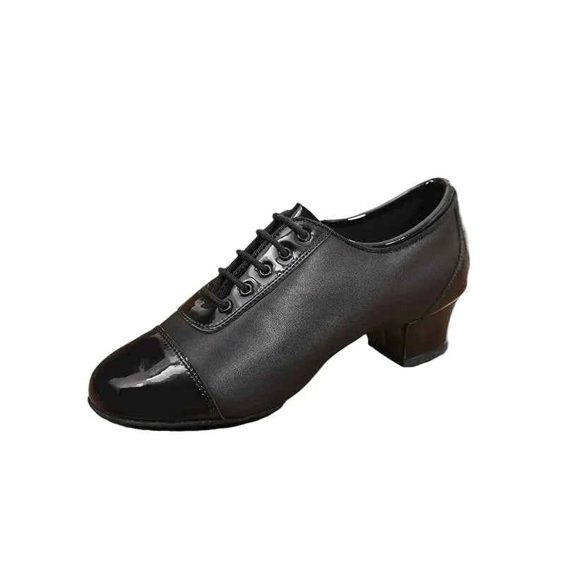 DRH-402 Boys' Latin Dance Shoes - Matte Cowhide & Patent Leather Combination
