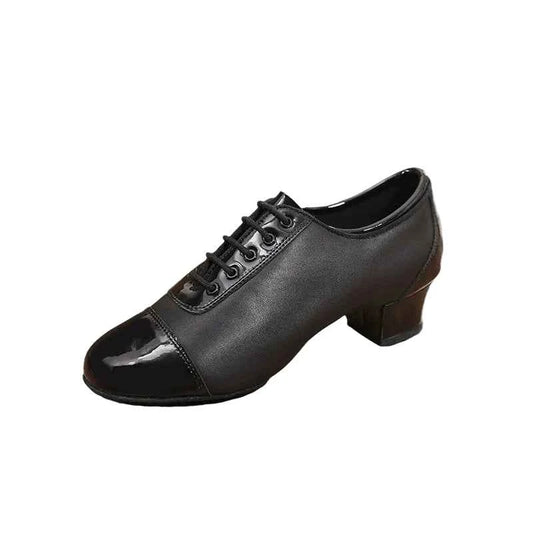DRH-402 Boys' Latin Dance Shoes - Matte Cowhide & Patent Leather Combination
