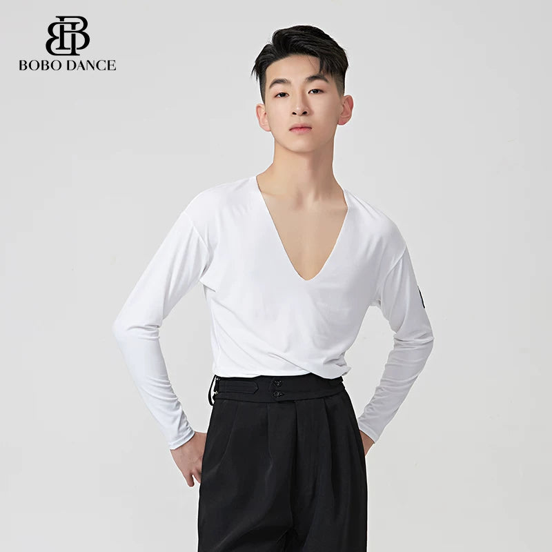 BOBO-DANCE.L040 Boys Latin Dance Clothing High-end New Professional Practice Clothing Men's Adult Loose Autumn and Winter Long Sleeve Top