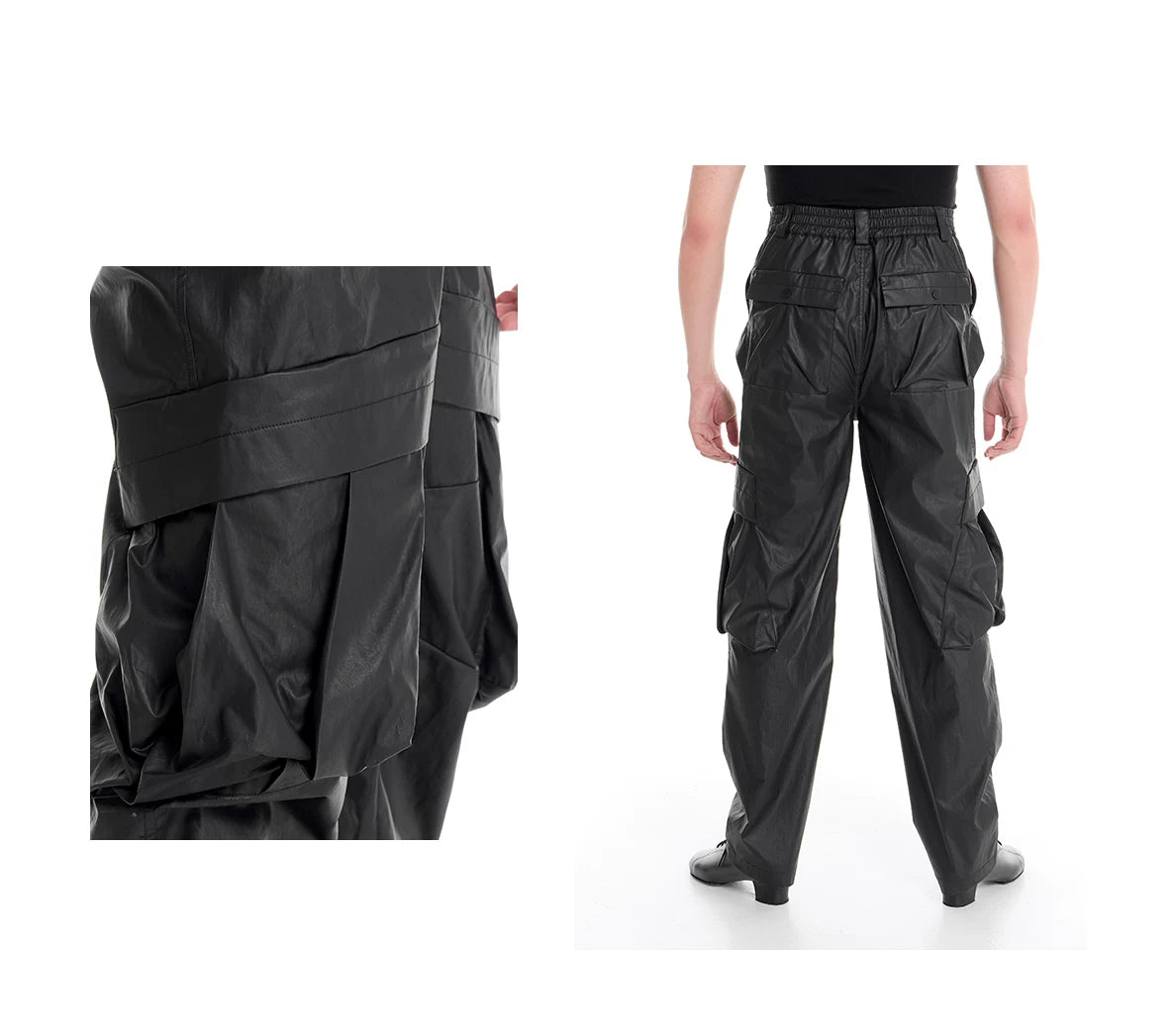 DUYQ "Men's Series" 009 Glossy deconstruction three-dimensional big pocket straight trousers Latin dance clothes professional