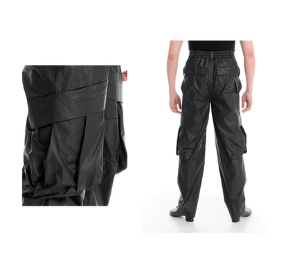 DUYQ "Men's Series" 009 Glossy deconstruction three-dimensional big pocket straight trousers Latin dance clothes professional