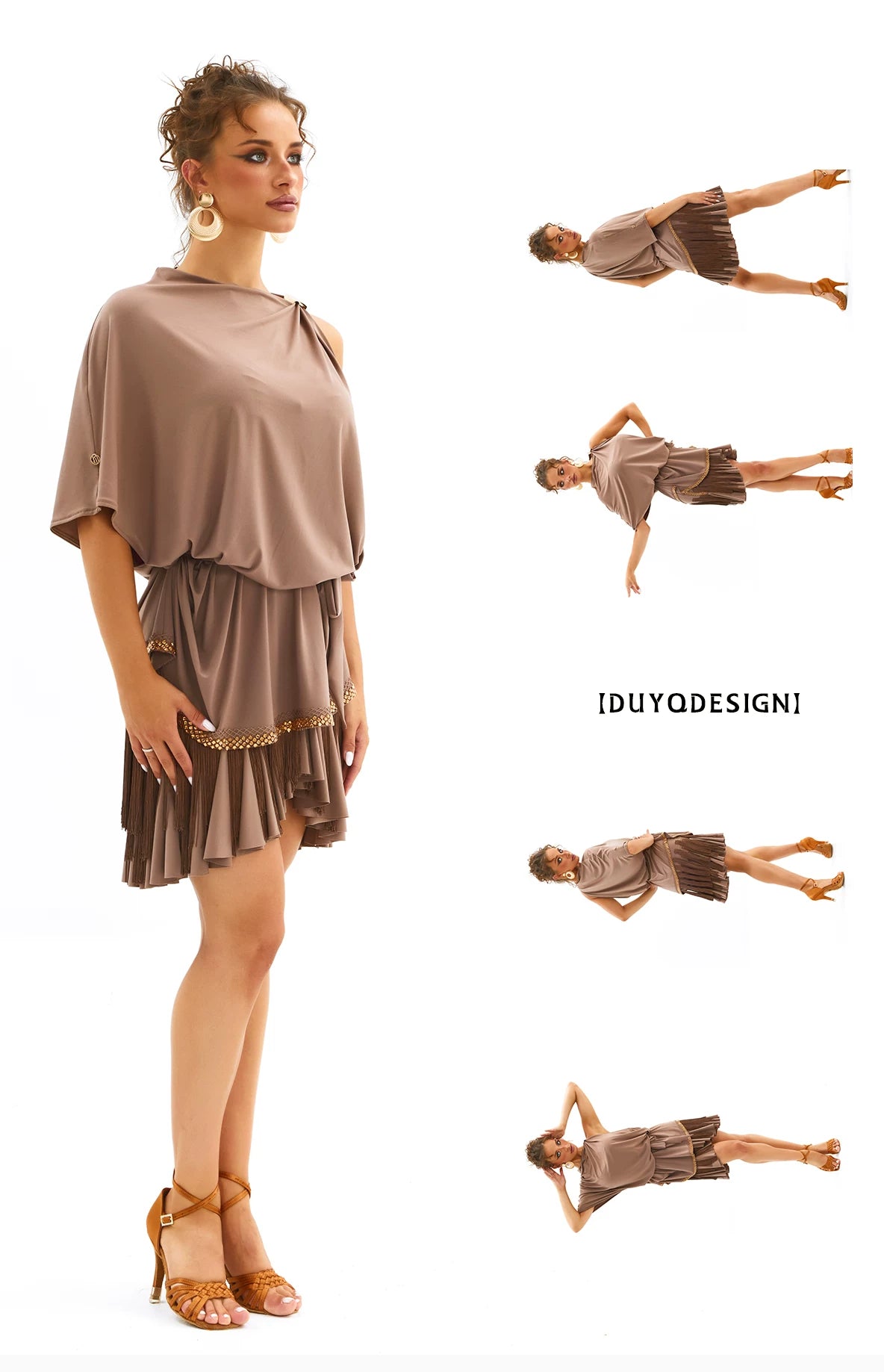 DUYQ [Polina-3] 008 Classic Drilled Edge Loose Women's Blouse National Standard Latin Dance Practice Performance Clothing