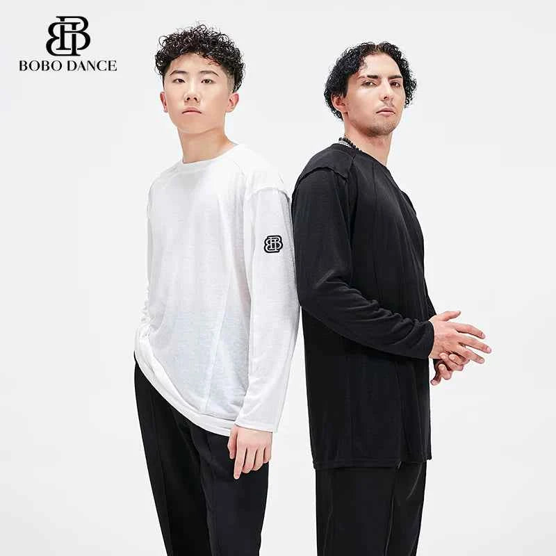 BOBO Boys Latin Dance Suit T-Shirt Men's Ballroom Dance Professional Training Latin Practice Suit Dance Top