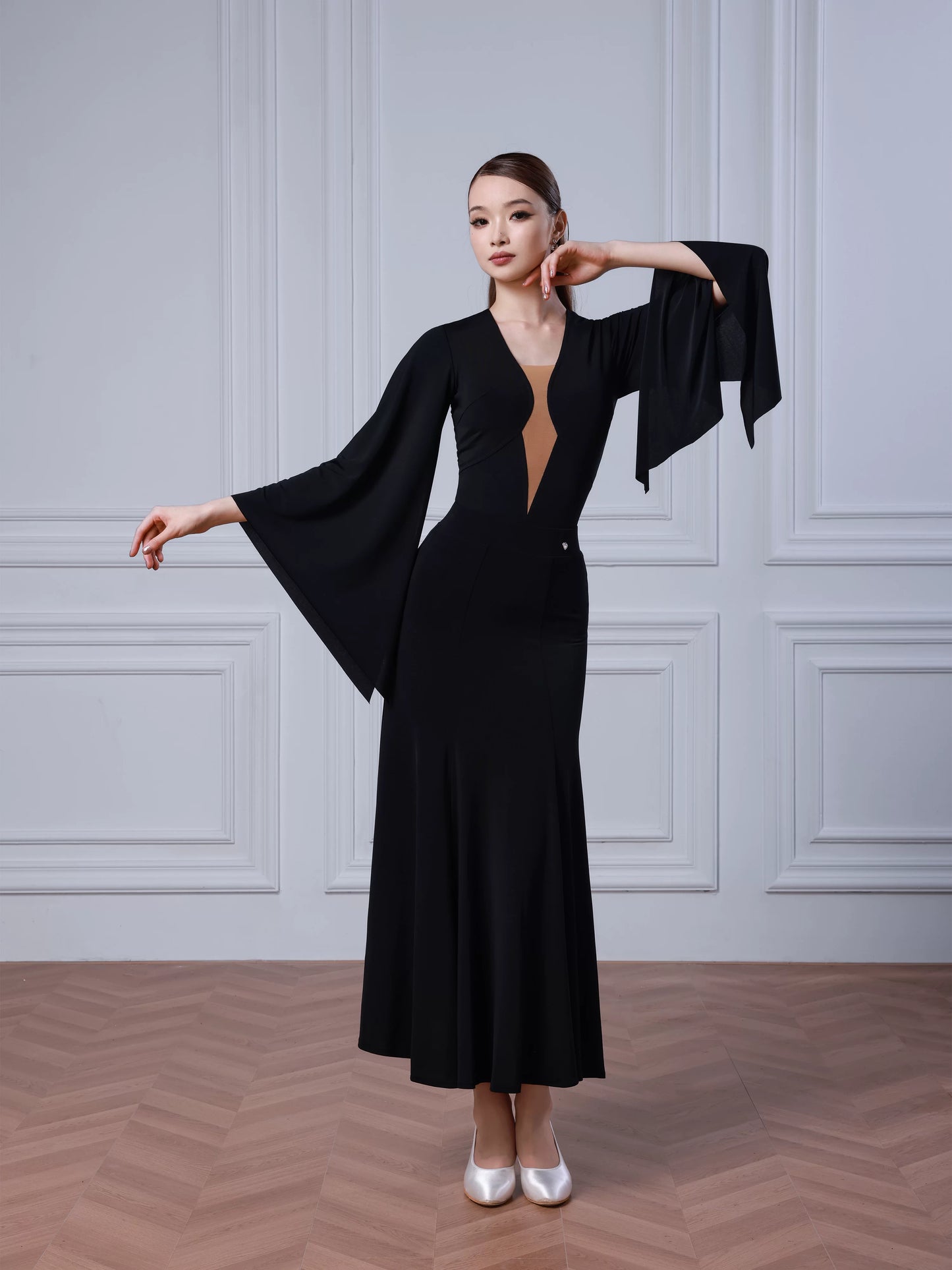 TID modern dance skirt big fluttering sleeve top adult ballroom dance big swing skirt B076 + S043
