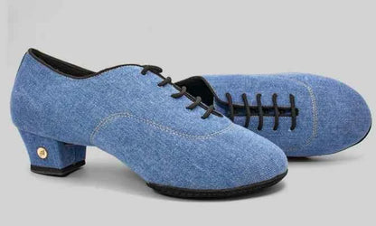 ABA Latin dance shoes professional men's adult high-end dance shoes blue denim national standard soft-soled dance shoes AL9723