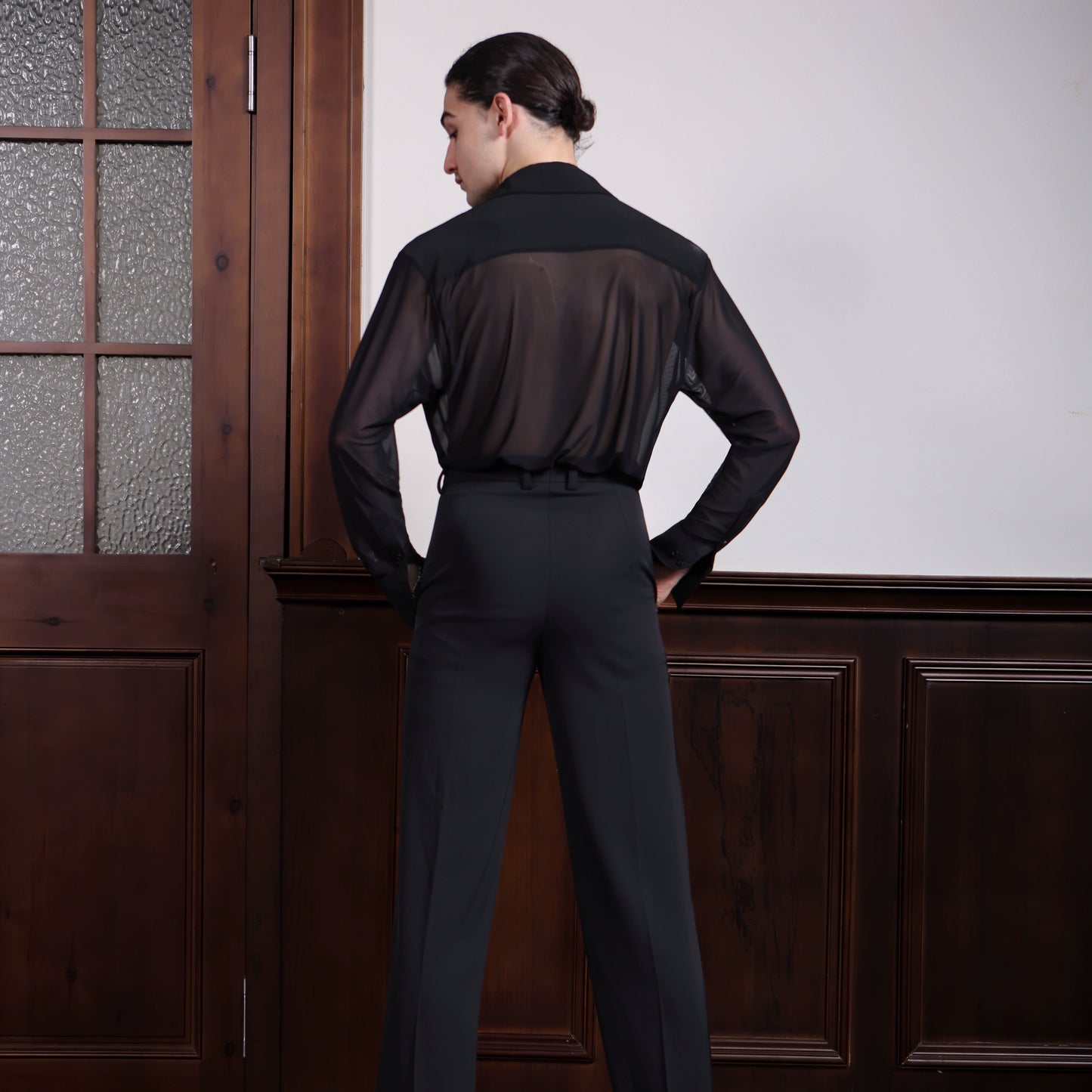 TID K008 men's Latin dance pants, new high-end trousers, drooping feeling, high and thin straight-leg pants, national standard dance pants