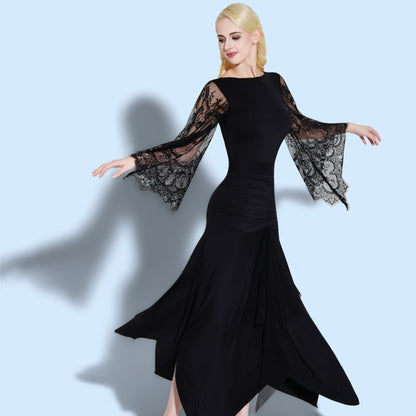 TID new lace floating sleeve one-piece top high-end social dance national standard swing skirt  B072/S044