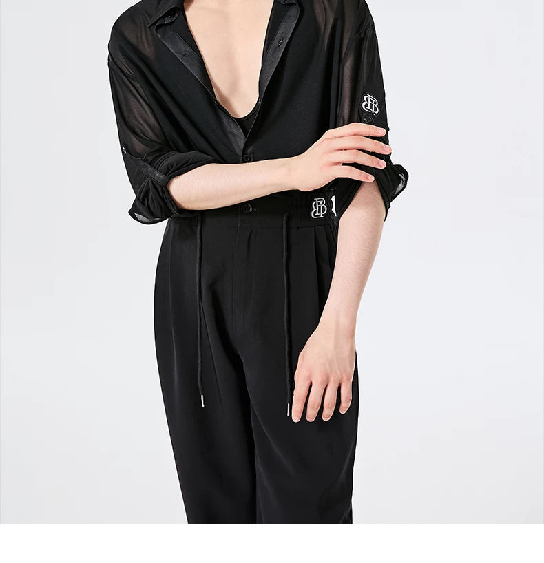 BOBO. L154 Men's Latin Dance Suit High-end Professional Practice Suit Adult Personality Performance Top Shirt Dance Suit