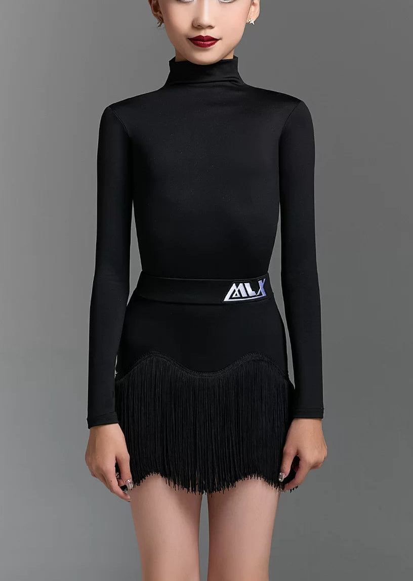 MLXchildren's dance training performance suit, high-end children's Latin dance practice suit, fringed skirt set - Mine·Jas