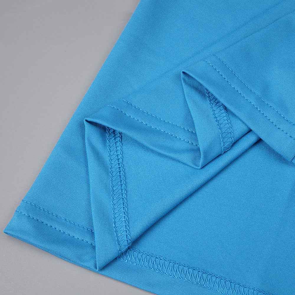 Z0019 Blue High Waist Slim Dress