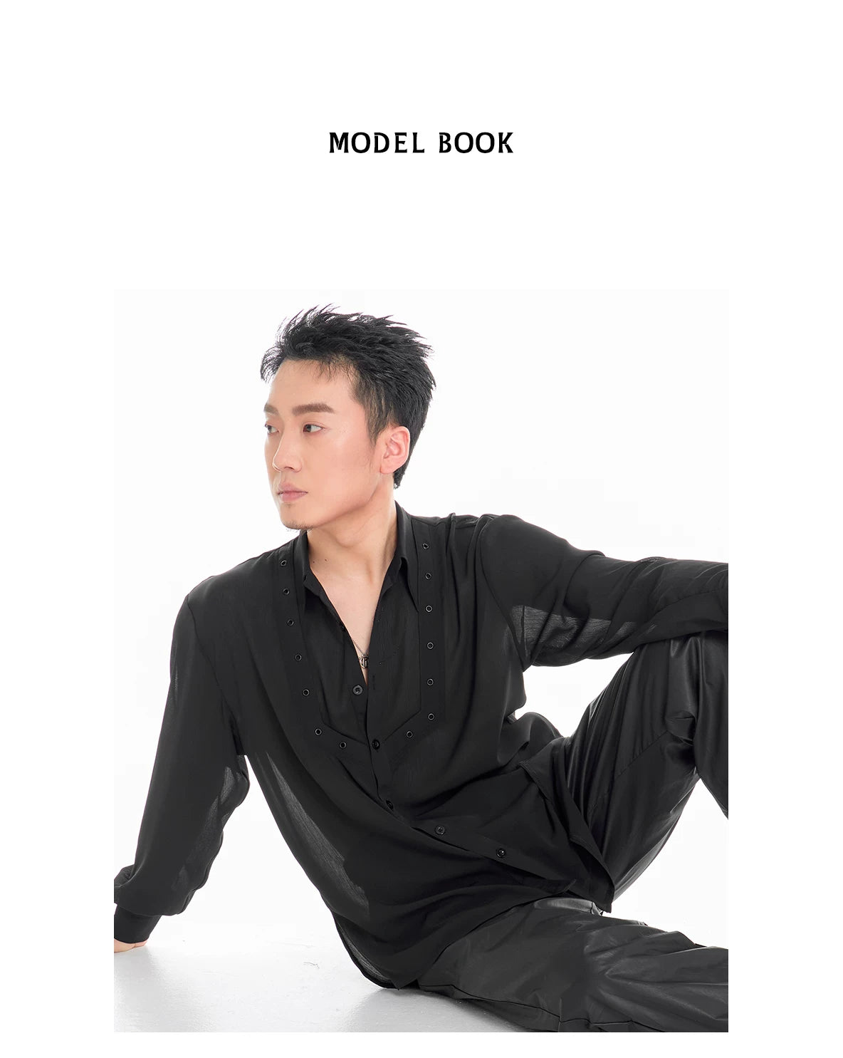 DUYQ "Men's Series" 005 Light and thin texture long-sleeved shirt National standard men's Latin dance practice clothes
