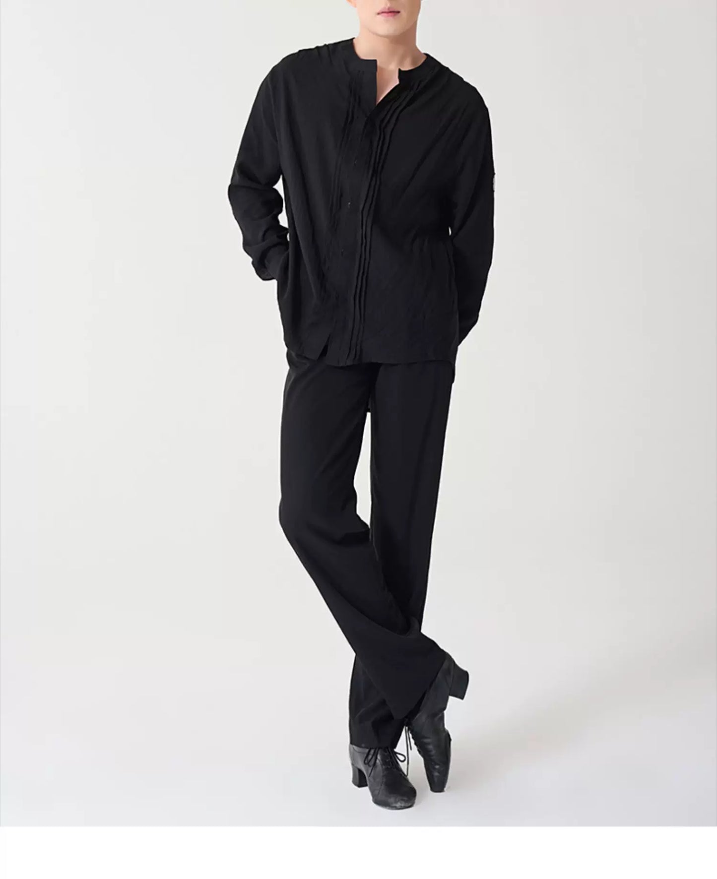 BOBO boys' new Latin dance clothes, professional tops, adult practice clothes, art test performance training clothes, men's shirts