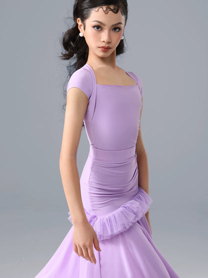 TID.0399 Children's Short Sleeve Children's Ballroom Dance Suit Girls