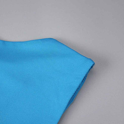 Z0019 Blue High Waist Slim Dress