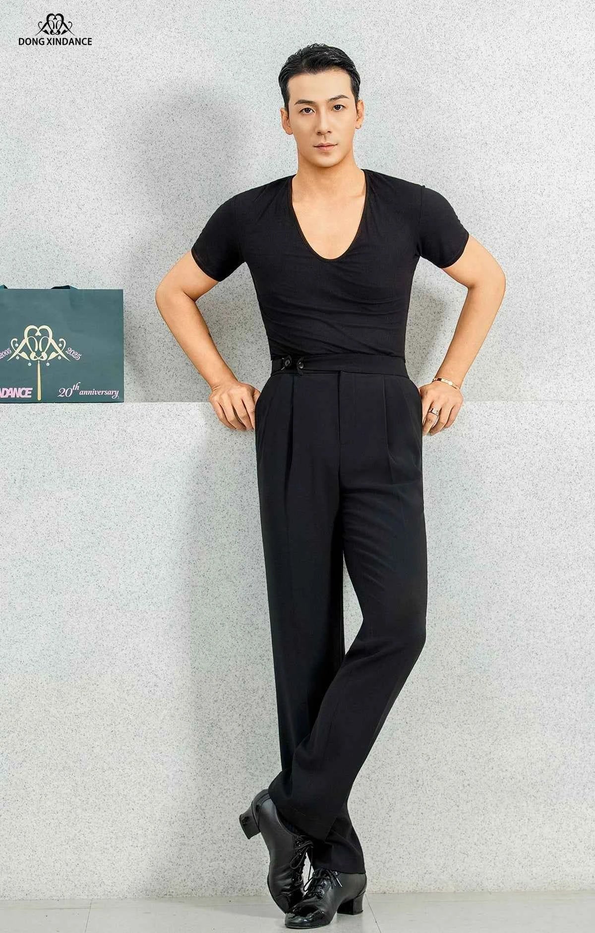 DONGXIN Men's Latin Dance Three-dimensional Pleated Pipe Pants NK857