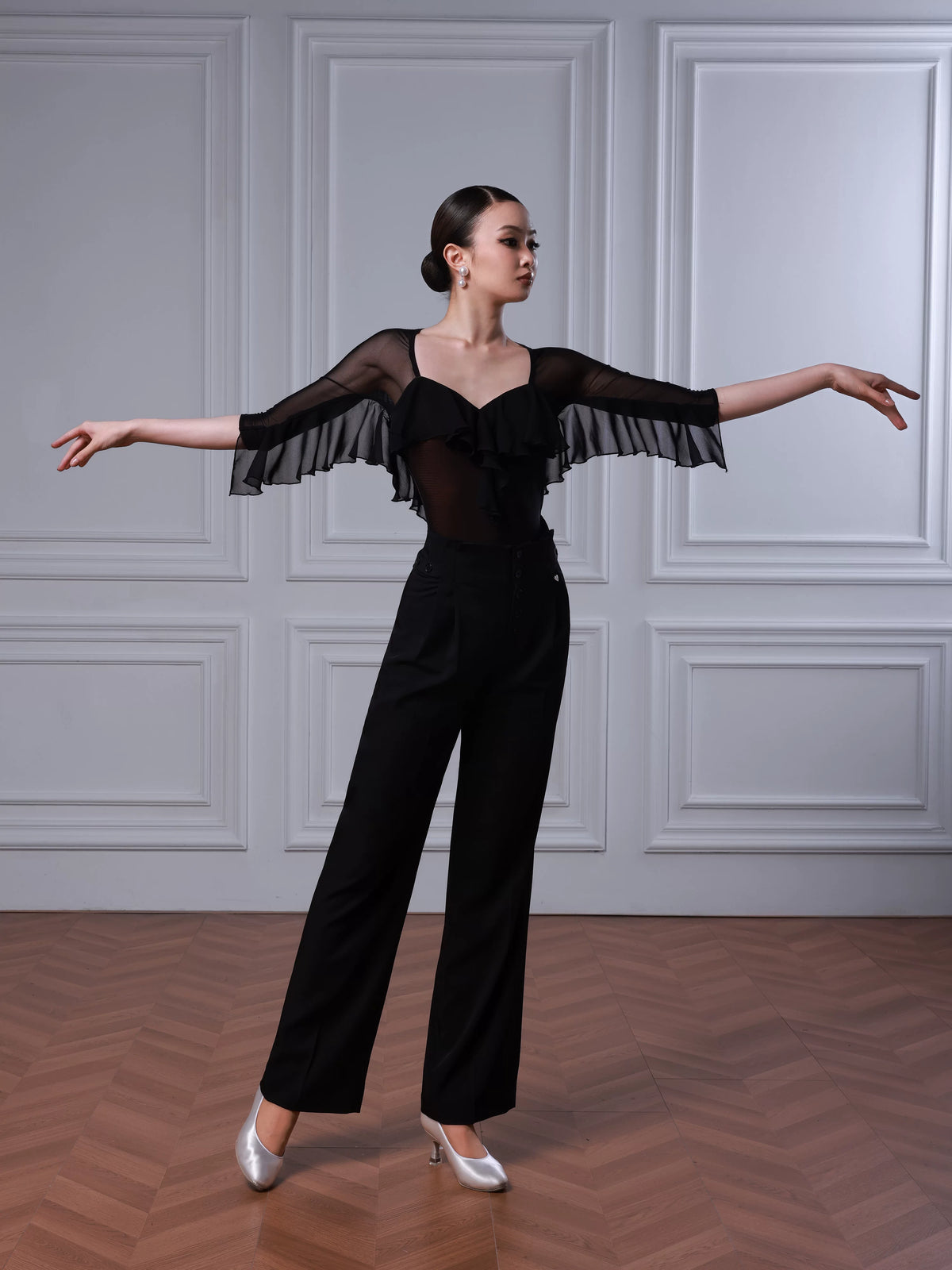 TID ruffle edge fashion dance clothes senior women's ballroom dance practice clothes B086/M001