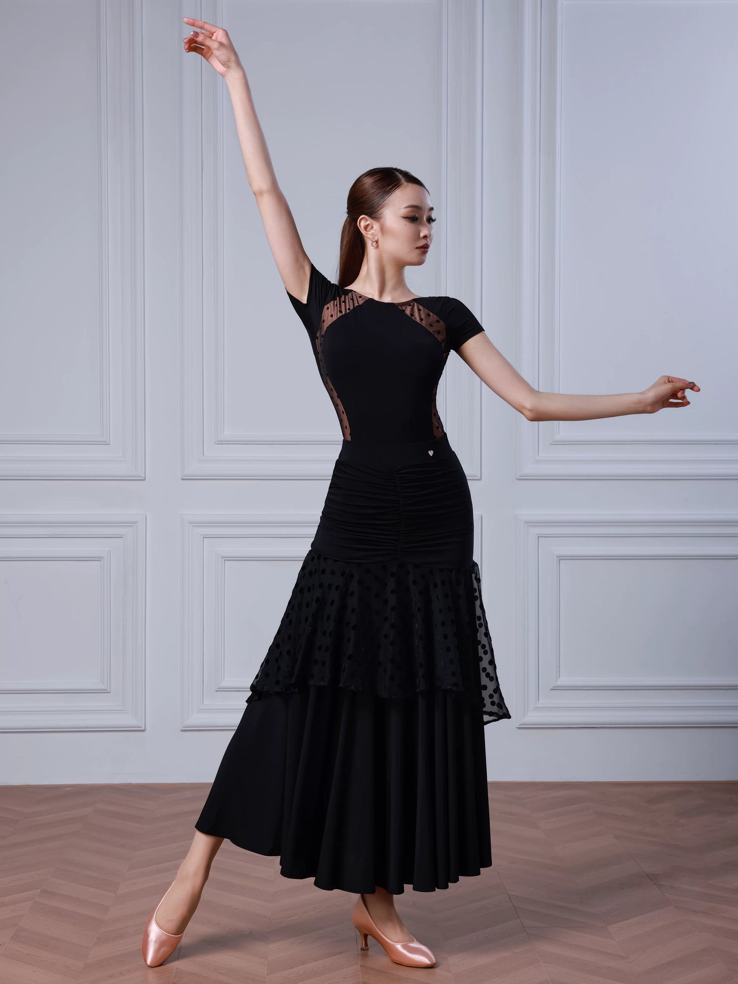 TID modern dance skirt summer new modern dance top split suit premium ballroom dance suit B081 + S050