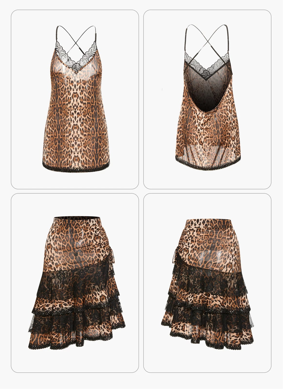 DUYQ "Leopard Hidden, Xia Ying" Latin 017 Leopard Print Lace Suspender Top National Standard Women's Latin Dance Practice Suit