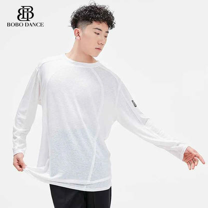 BOBO Boys Latin Dance Suit T-Shirt Men's Ballroom Dance Professional Training Latin Practice Suit Dance Top