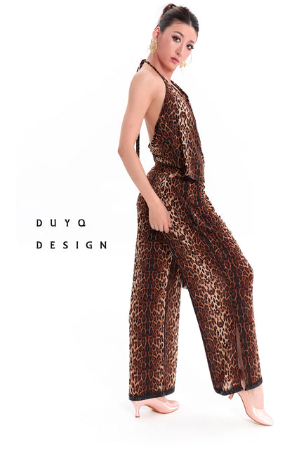 DUYQ "Leopard Hidden, Xia Ying" Modern 015 Neck Suspender Top National Standard Women's Modern Dance Practice Suit