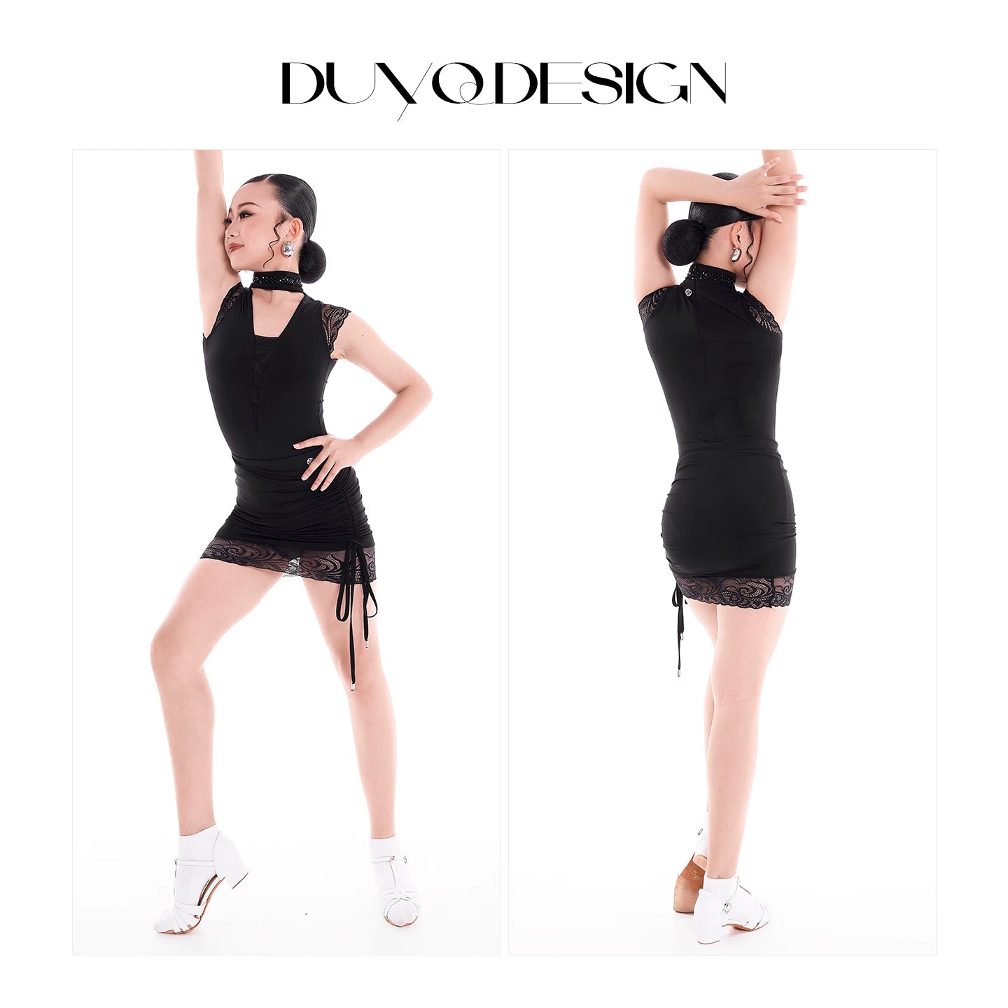 DUYQ children's style "Mountain Awakening Rain" 009 original lace one-piece top Latin dance girls practice clothes