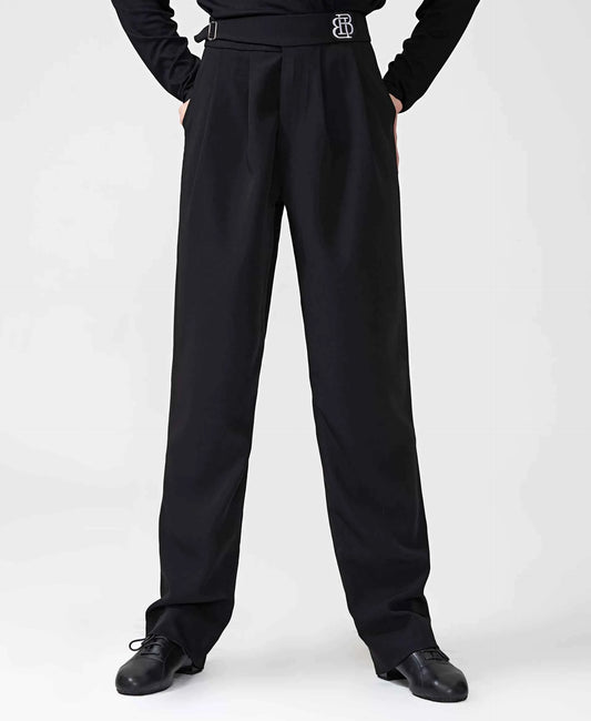 BOBO-DANCE.L089 men's practice Latin dance pants belt design high waist practice pants