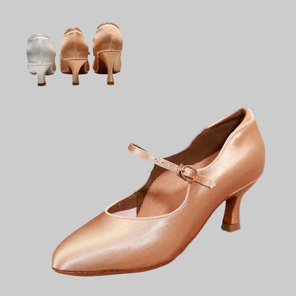 DRH-201 women national ballroom dance soft-soled practice shoes ballroom dance shoes silk fabric - Mine·Jas