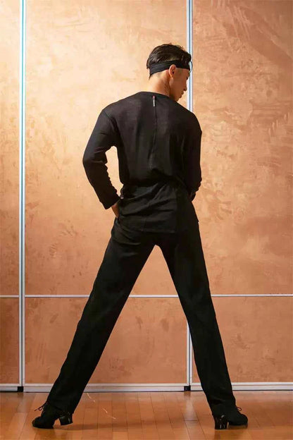 DONG XIN.NY187 dance suit, Tencel cotton top, men's Latin dance costume, national ballroom dance professional practice suit