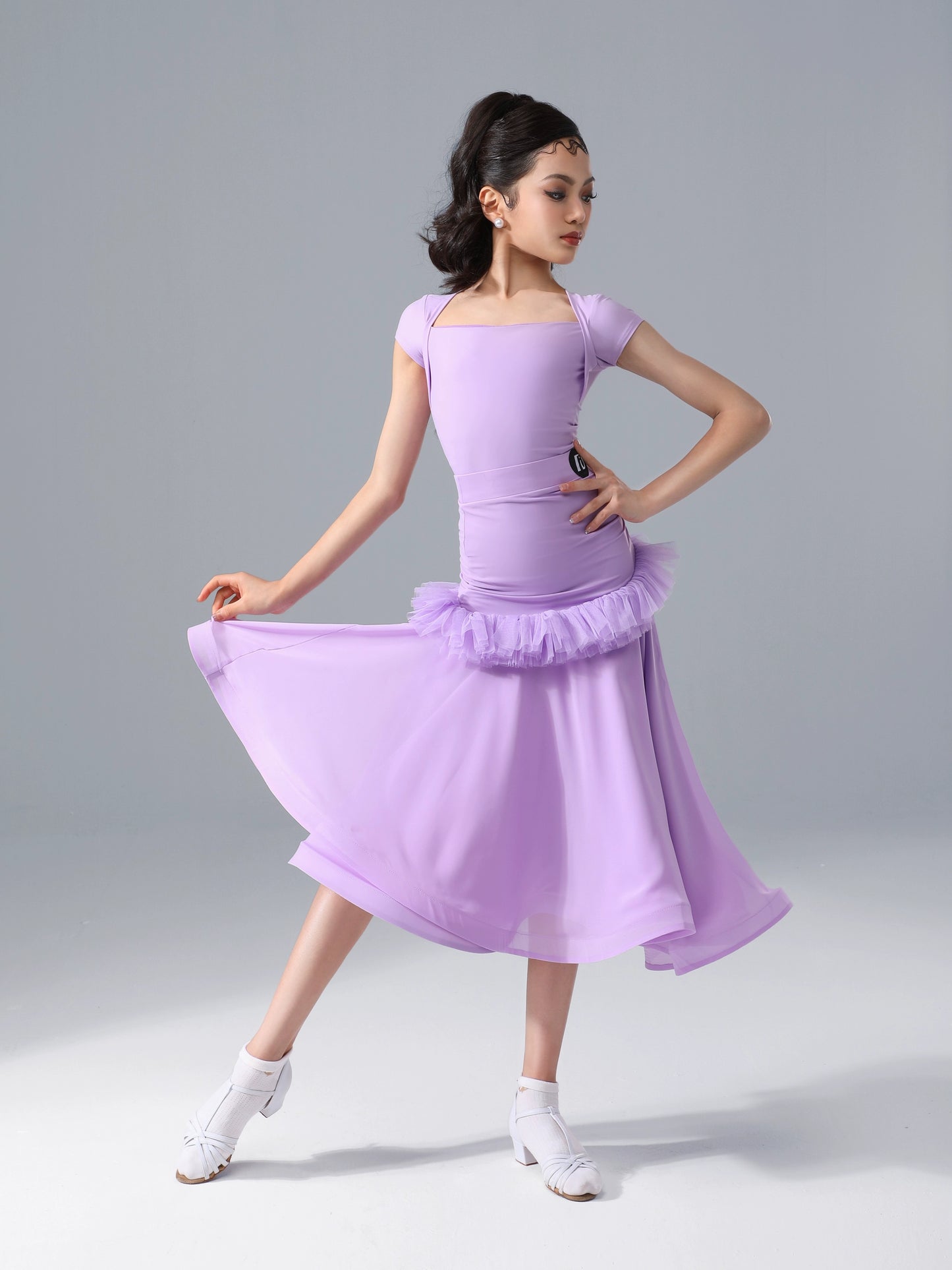 TID.0399 Children's Short Sleeve Children's Ballroom Dance Suit Girls