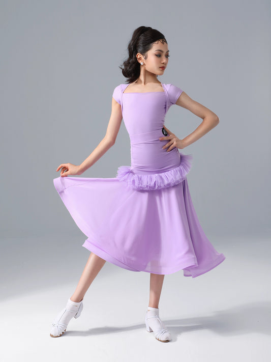 TID.0399 Children's Short Sleeve Children's Ballroom Dance Suit Girls