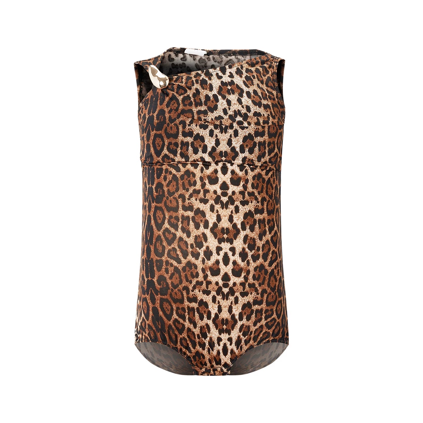 DUYQ children's style "Leopard Hidden Summer Ying" 003 slanted shoulder one-piece top Latin dance girls' practice clothes professional - Mine·Jas