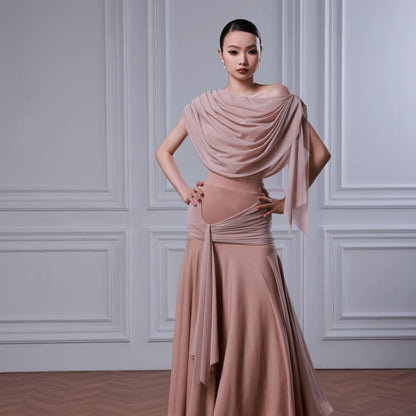 TID modern dance suit new naked pink white dance skirt split premium suit female waltz dance skirt