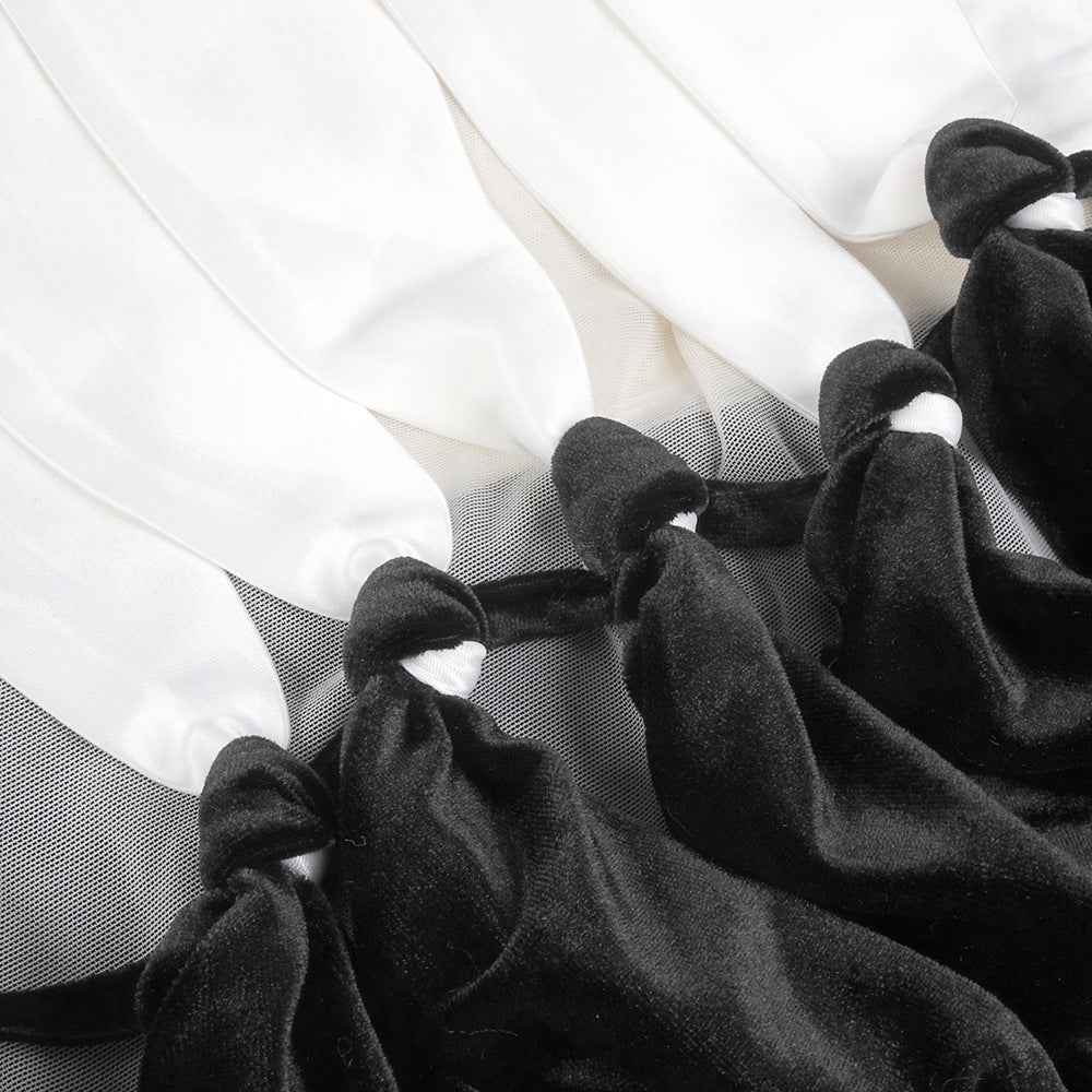 BD2597 Mermaid one-shoulder black and white contrasting satin dress