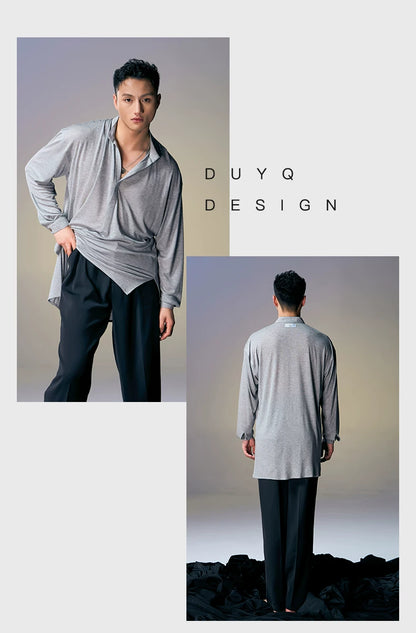 DUYQ "New Men" 008 Classic replica of the national standard men's Latin dance practice clothes, shirts and tops