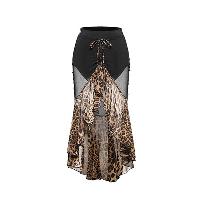 DUYQ "Leopard Girl" 012 Lotus Leaf Edge Drawstring Skirt National Standard Women's Professional Latin Dance Practice Suit