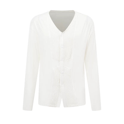 DUYQ "Men's Series" 003V neck pleated long-sleeved top national standard men's Latin dance professional new product