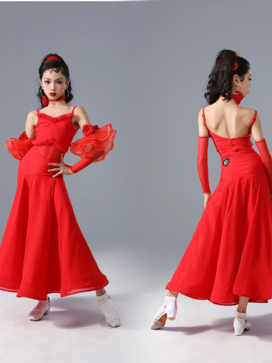 TID.0413 children's sleeves children's ballroom dance clothes girls