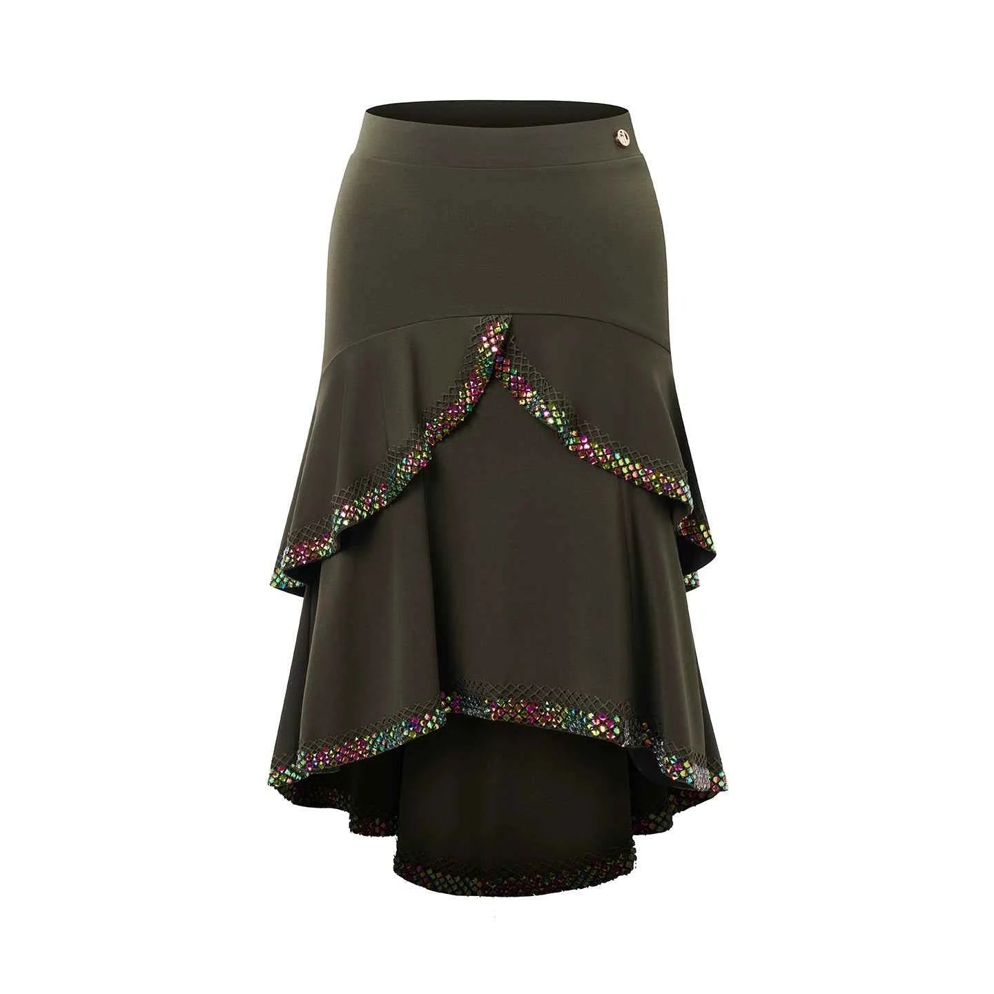 DUYQ "Green Limited" 003 Classic Original Lace Suspender Skirt National Standard Women's Latin Dance Practice Suit