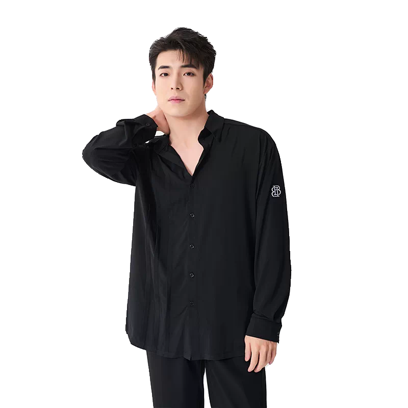 BOBO DANCE Men's Latin Dance Suit High-end New Professional Practice Suit Adult Art School Top Long Sleeve Shirt Dance Suit