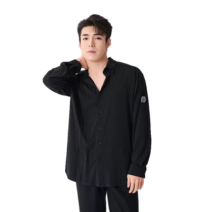 BOBO DANCE Men's Latin Dance Suit High-end New Professional Practice Suit Adult Art School Top Long Sleeve Shirt Dance Suit