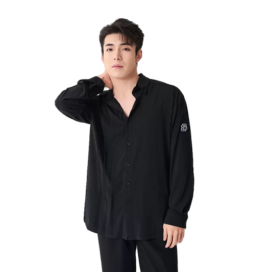 BOBO DANCE Men's Latin Dance Suit High-end New Professional Practice Suit Adult Art School Top Long Sleeve Shirt Dance Suit