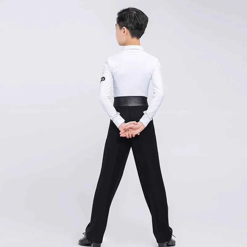 G.DANCE Children's Dance Costume Boys Latin Modern Dance White Shirt Trousers Performance Competition Regulations Uniform 5107
