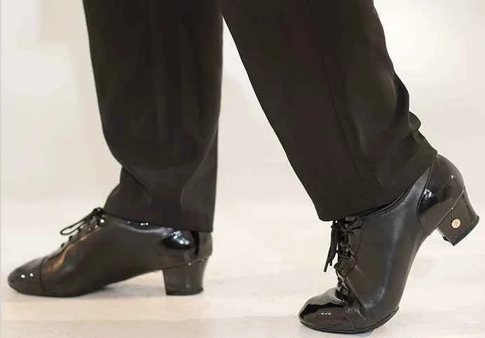 Aba genuine Latin dance shoes professional adult men's leather soft-soled dance shoes middle heel national standard practice dance shoes