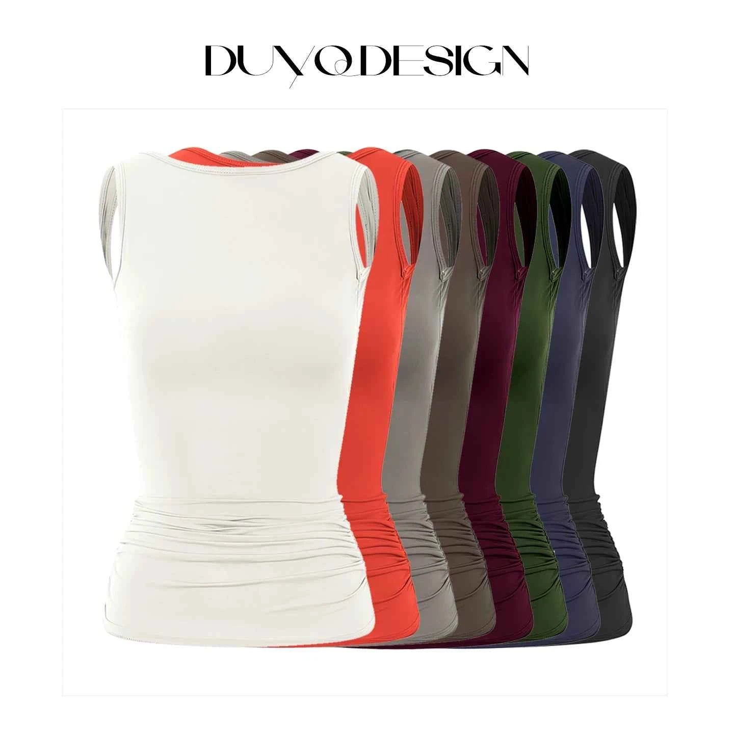 DUYQ Women Basic Multi-Color Latin Dance Tank Top With Built-In Bra Pads, Bodysuit Top Without Bottoms, Stretch Training Dance Wear